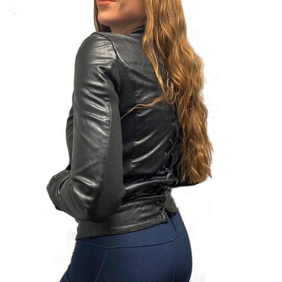 Vintage Point-Zero Laced Back Faux Leather Jacket - Picture 3 of 6